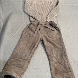 Jamie Kay Organic Kids Clothes          Corduroy Pants and Knit Sweater Set